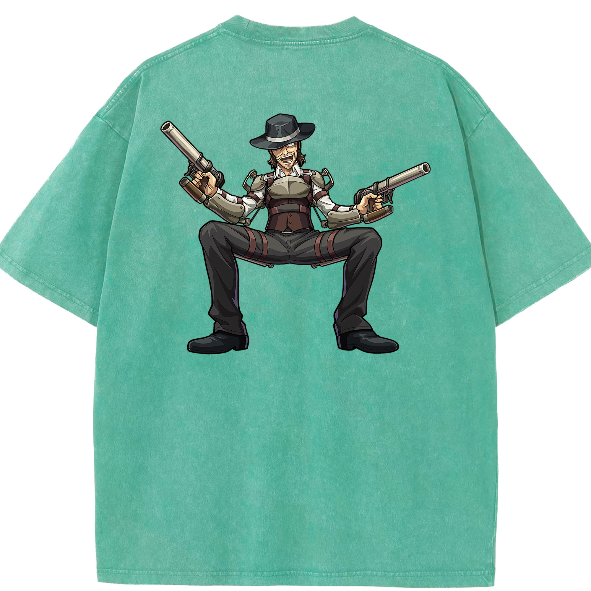 （画像用） 進撃の巨人 ケニー·アッカーマン Attack on Titan Kenny Ackerman 綿100% ヴィンテージ風 半袖Tシャツ（背面プリント）